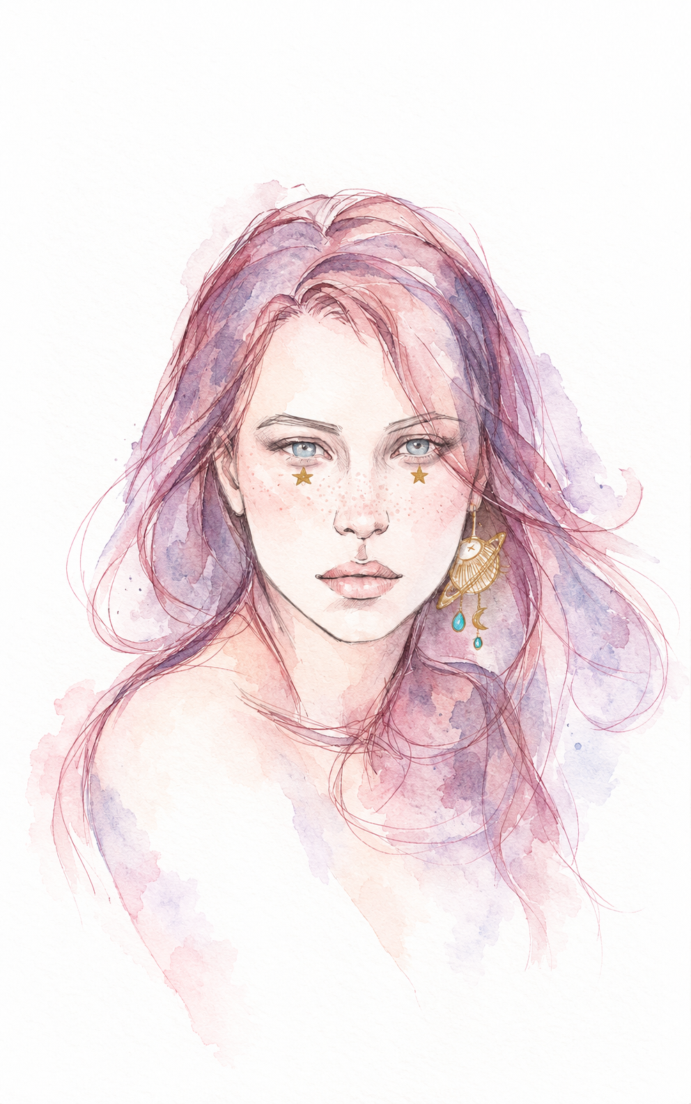 Nashira, retrato en acuarela
